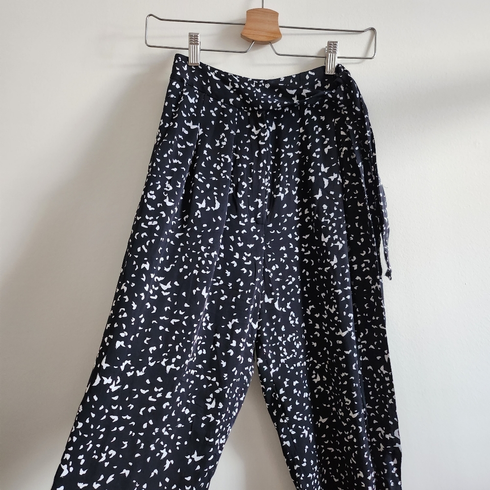 DVF DIANE VON FURSTENBURG I US 0 Silk Parachute Trouser Pants I black white
